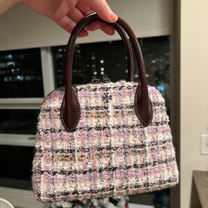 Tory Burch Pink and Brown Tweed Satchel